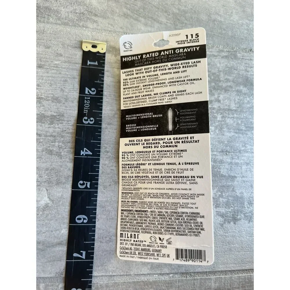 Milani Highly Rated Anti Gravity Mascara Black 115 Intense Black Sealed 24 hour